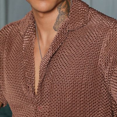 Men's Chocolate Brown Puffy-Textured Shirt