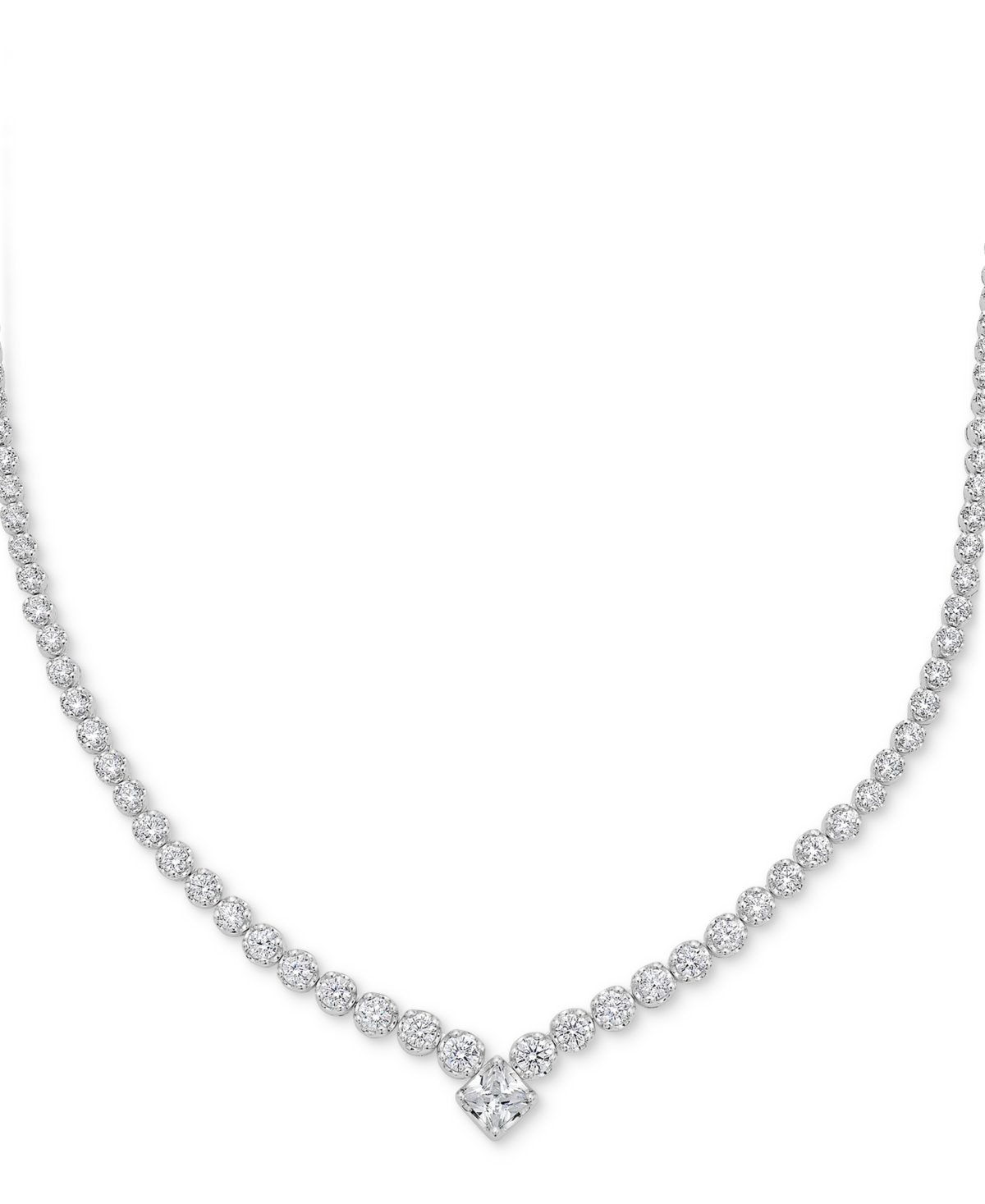 MACY'S DIAMOND PRINCESS & ROUND 18" COLLAR NECKLACE (3 1/2 CT. T.W.) IN 14K WHITE GOLD 