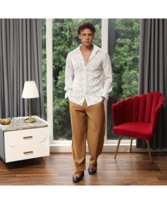 Men's Chalk White Veined-Pleated Shirt