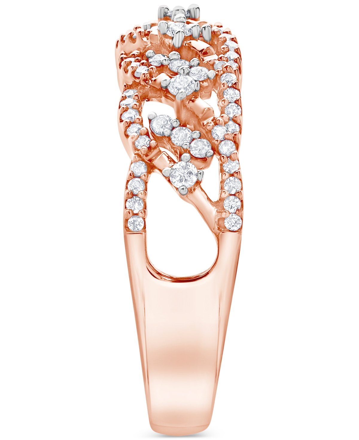 Macy's Diamond Openwork Filigree Band (3/8 Ct. T.w.) In 10k Rose Gold In Rose Gold