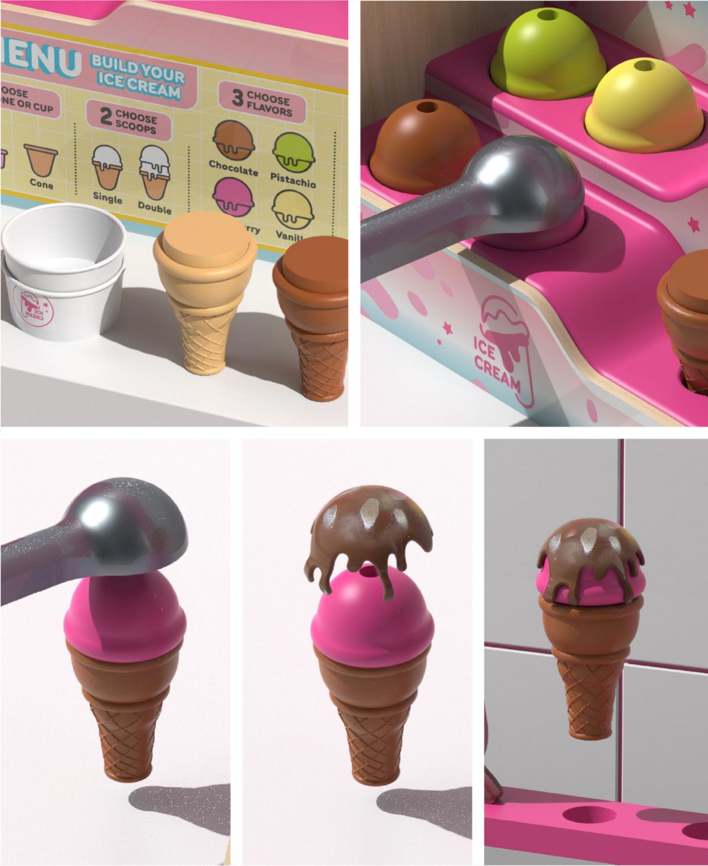 Детский игровой набор Geoffrey's Toy Box Scoop Top Ice Cream Counter Playset — фото 5