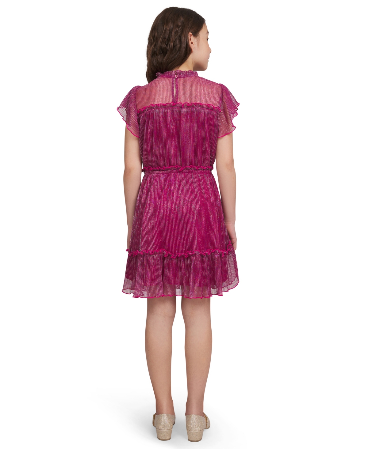 Bcbg Girls Big Girls Flutter Sleeves Pleated Dress