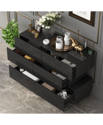 High Gloss White Wood 6-Drawer Chest of Drawers