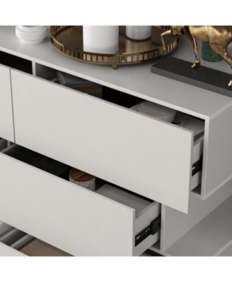 High Gloss White Wood 6-Drawer Chest of Drawers