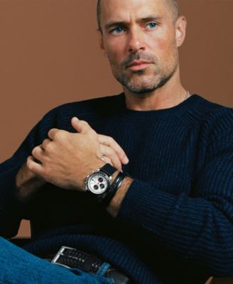 Men's Sport Tourer Chronograph Black Silicone Watch, 42mm