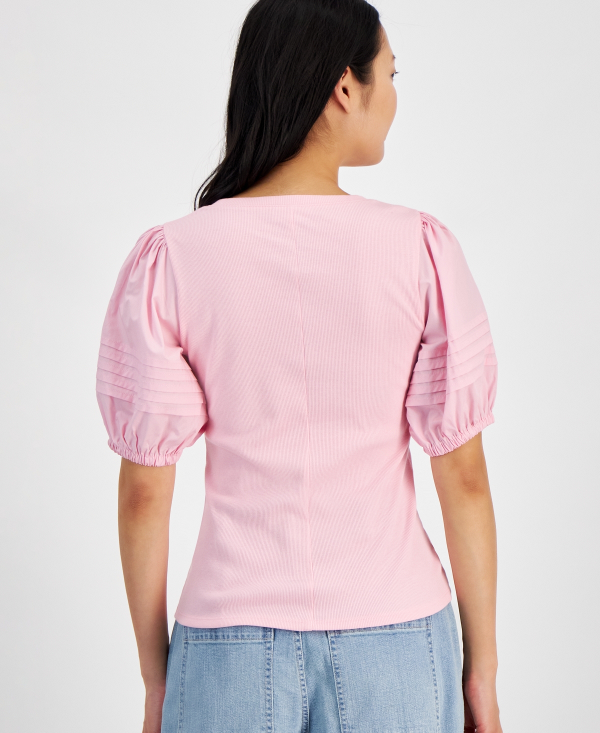 On 34th Women's Knit Elbow Puff Sleeve Top, Created For Macy's In Rosewater