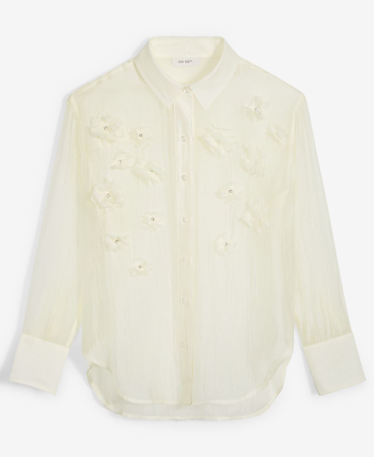 Shop On 34th Women's 3d Floral Relaxed Organza Shirt, Created For Macy's In Antique Shell
