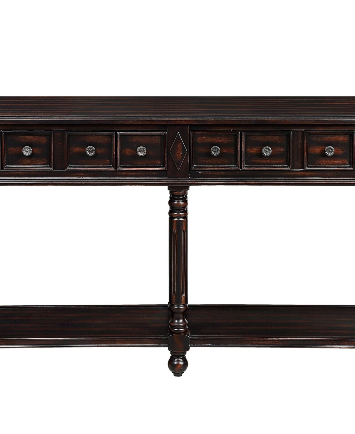 Slickblue 58'' Retro Console Table – Distressed Black Entryway Sofa Table with 2 Drawers and Bottom Shelf for Storage