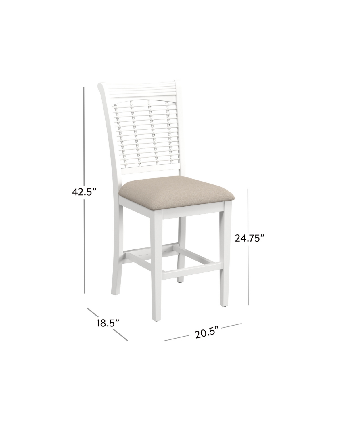 Hillsdale 42.5" Wood Bayberry Counter Height Stool In White