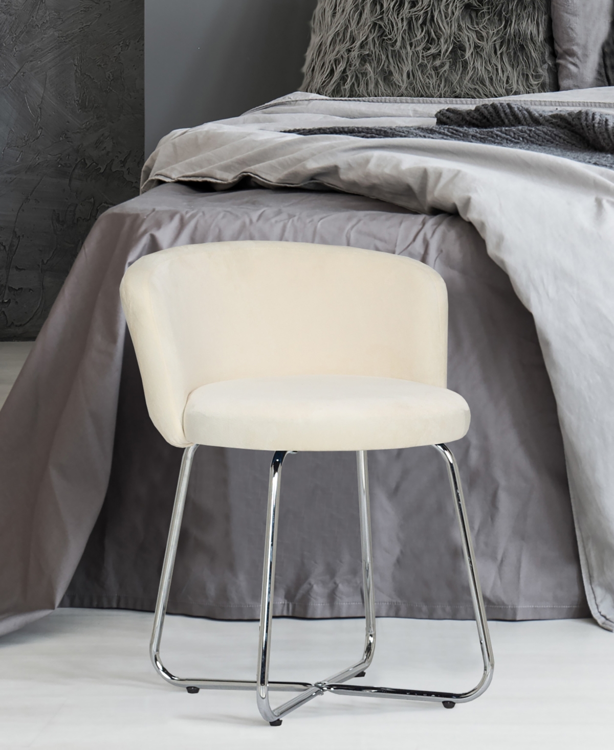 Hillsdale 25" Metal Marisol Vanity Stool In Off-white