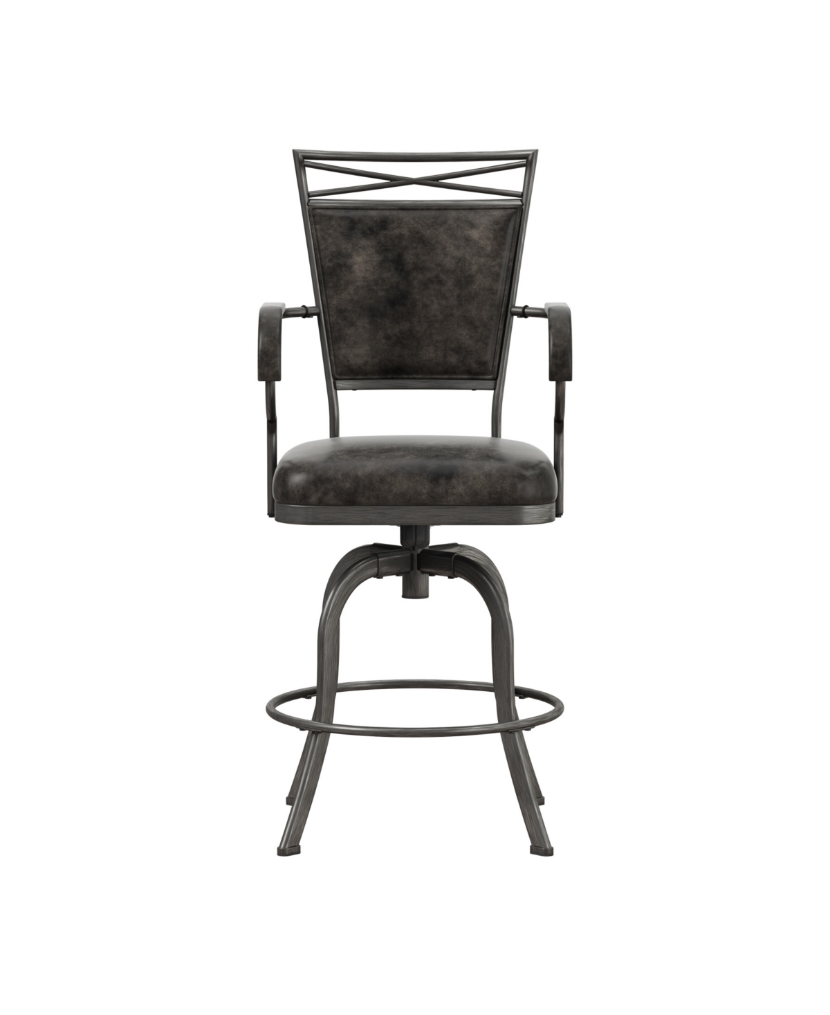 Hillsdale 44.5" Metal Bridgetown Counter Height Swivel Stool In Pewter