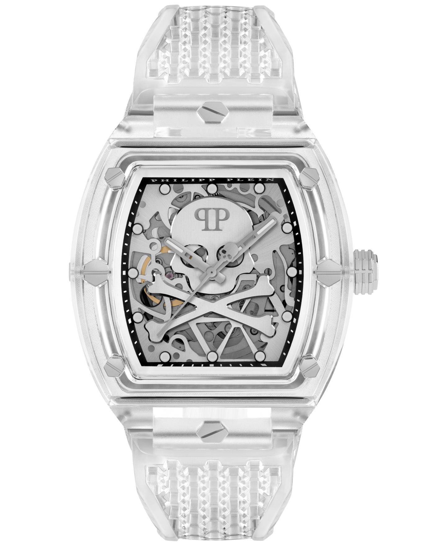 Мужские часы Philipp Plein Automatic Skeleton Transparent TPU Strap Watch 44x56mm — фото 1