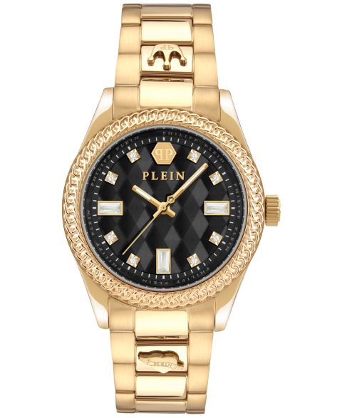Женские часы Philipp Plein Queen Crystal Gold Ion Plated Stainless Steel Bracelet Watch 38mm