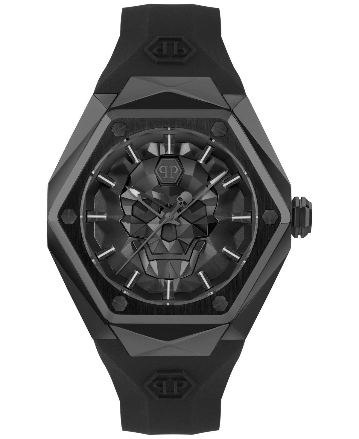 Philipp Plein Men's The Skull Spikes Black Silicone Strap Watch 45mm In Black