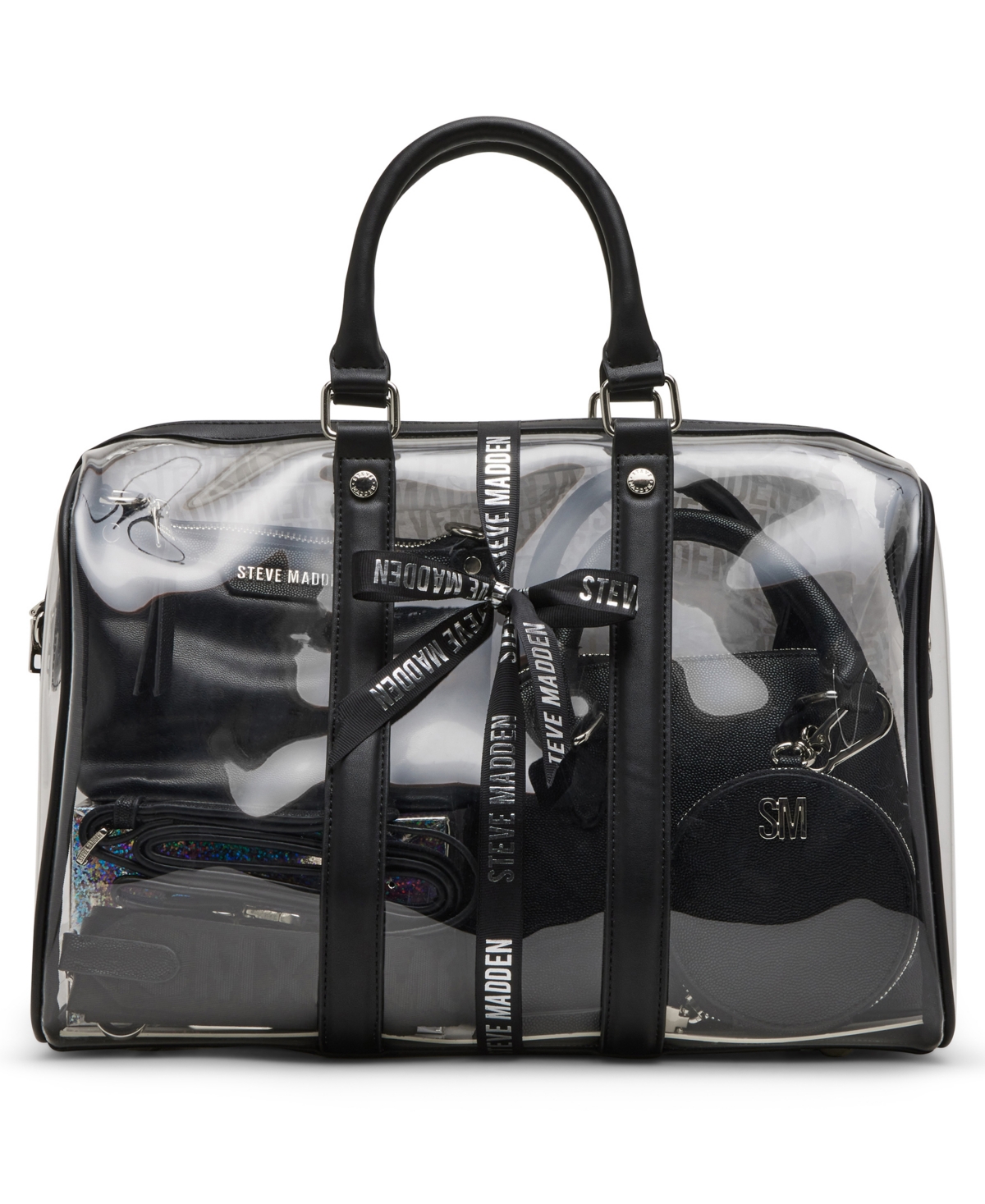 Steve Madden Warren Clear Duffle Bag Gift Set Black Smart Closet