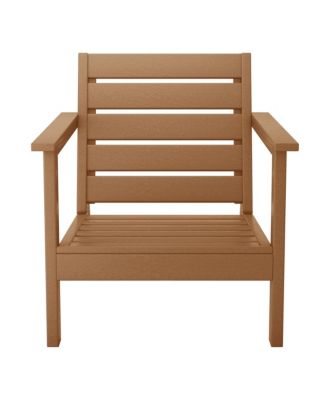 Outdoor Modern HDPE Patio Teak Club Chair with Deep Seat Cushions