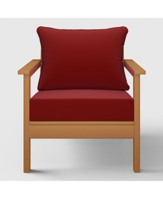 Outdoor Modern HDPE Patio Teak Club Chair with Deep Seat Cushions