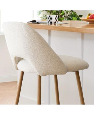 26 Inch Boucle Counter Stool Set Of 2 with Metal Legs