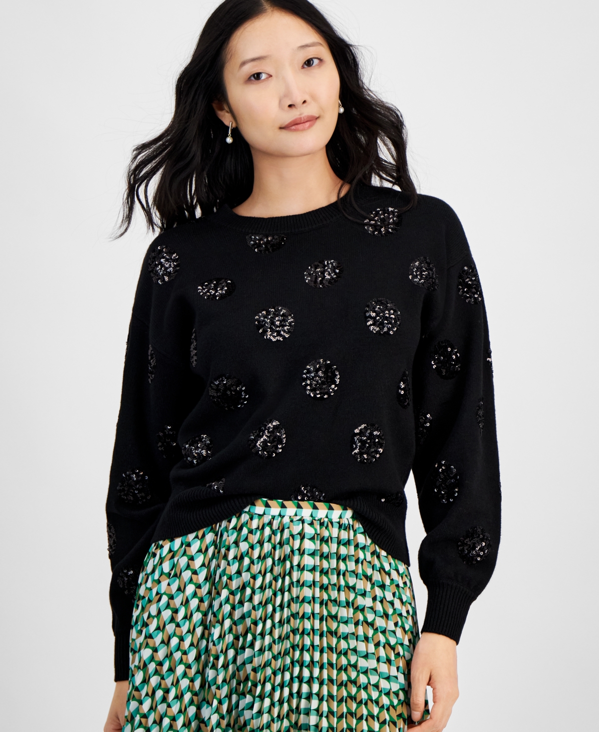 ON 34TH WOMEN'S SEQUINNED-PATTERN SWEATER, EXCLUSIVELY AT MACY'S 