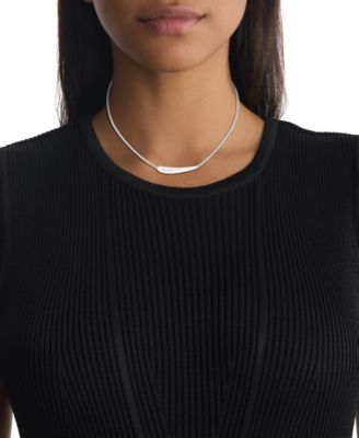 Stainless Steel Elongated Raindrop Collar Necklace, 16" + 2" extender