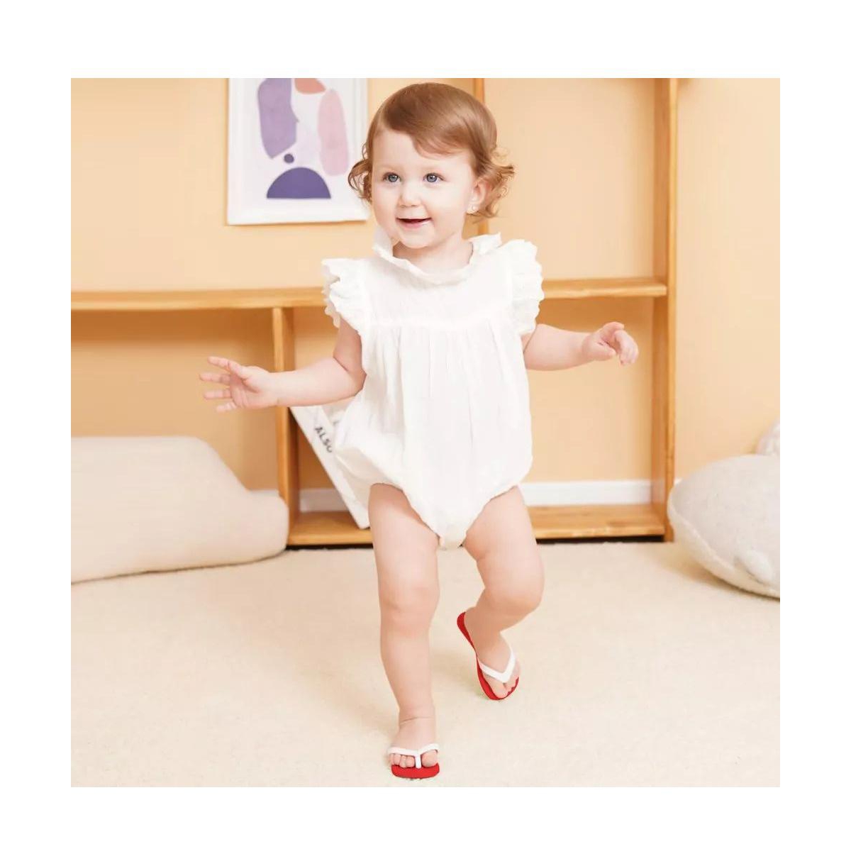 Smily Mia Wearable Baby Flip Flop Teether Toy Pair for Infants 3 Months Plus, Adorable Baby Toy for Soothing Teething Pain - Orange