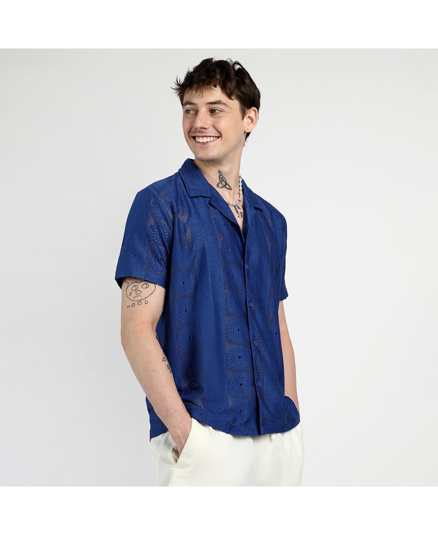 Men's Indigo Blue Mandala Shirt