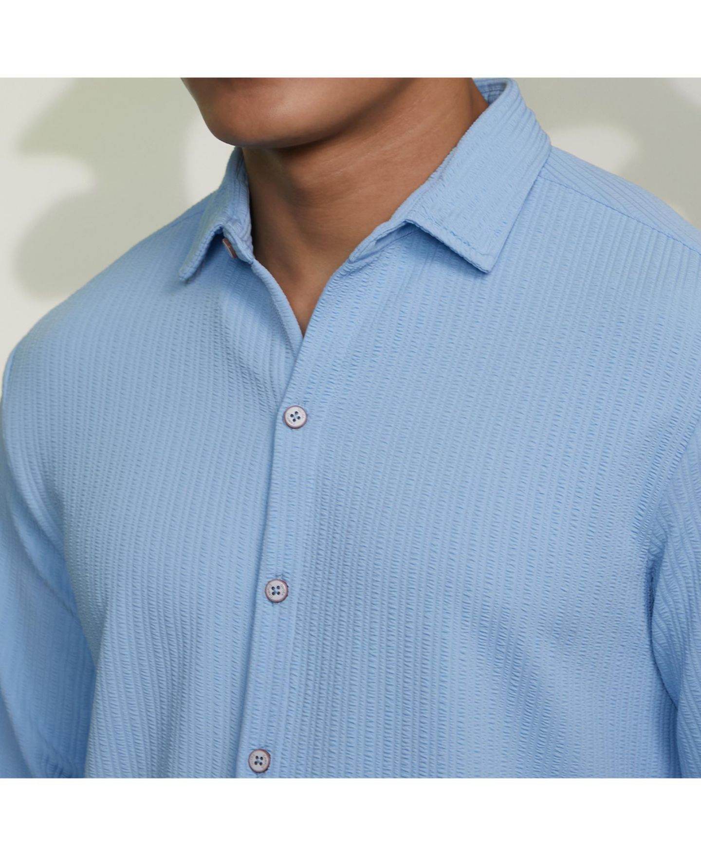 Мужская рубашка Cahoot Campus Sutra Baby Blue Stripe-Creased, цвет: Синий — фото 6