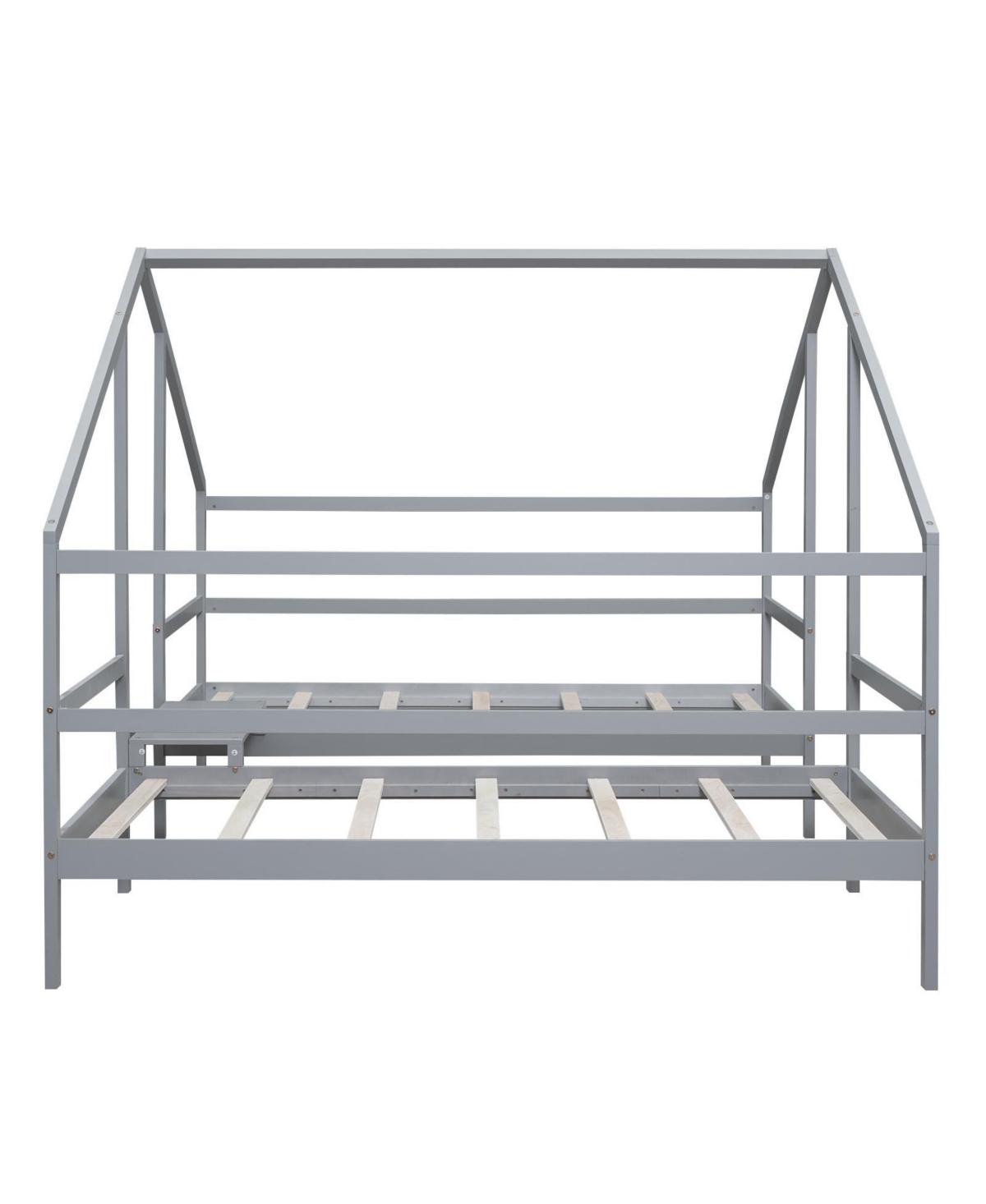 Slickblue Double Twin Size Triangular House Beds with Built-In Table for Kids' Room