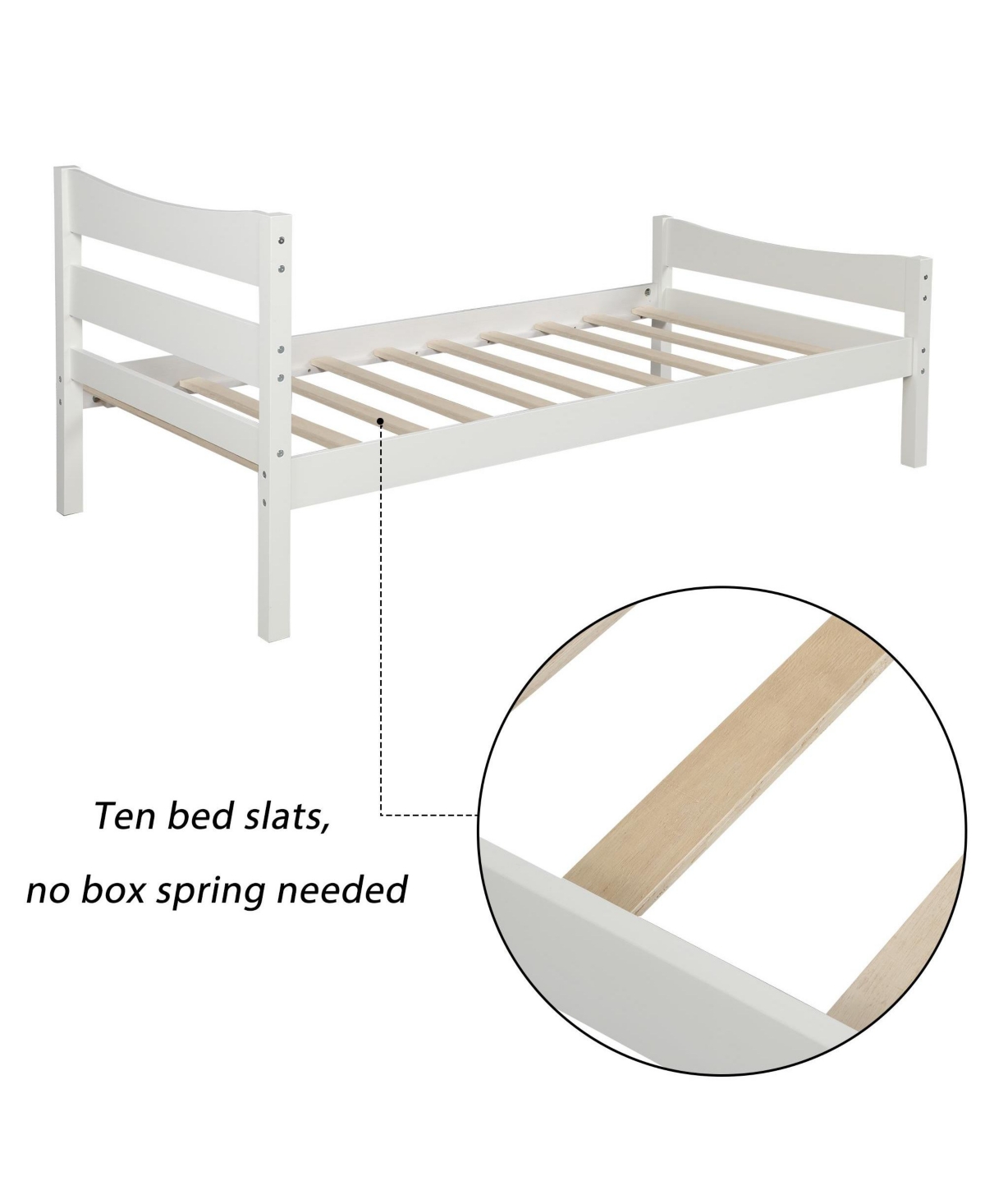 Slickblue Twin Size Wood Platform Bed with Headboard and Wooden Slat Support