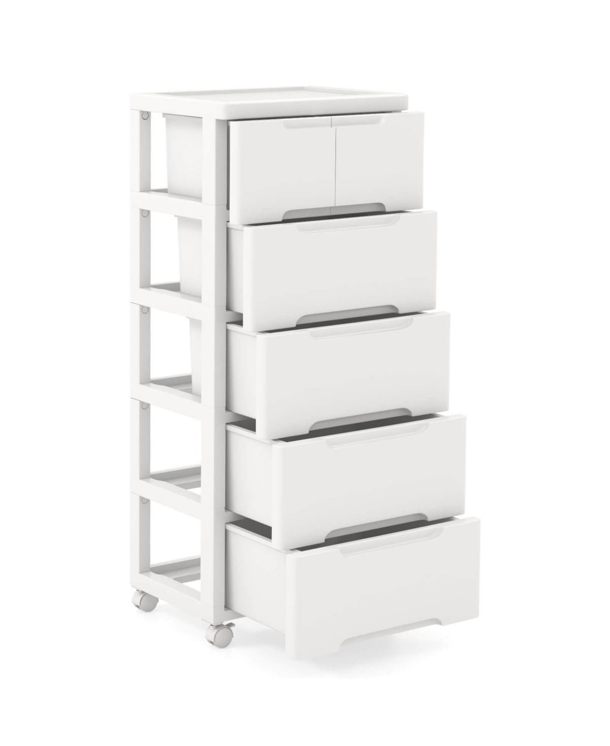 Costway Pcs 6-Drawer Plastic Rolling Storage Cart with 4 Universal Wheels Dresser Cabinet