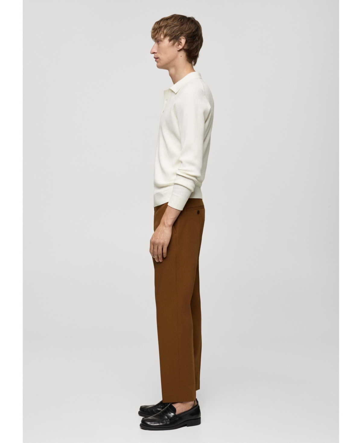 Mango Men's Cotton-Blend Ribbed Polo Shirt