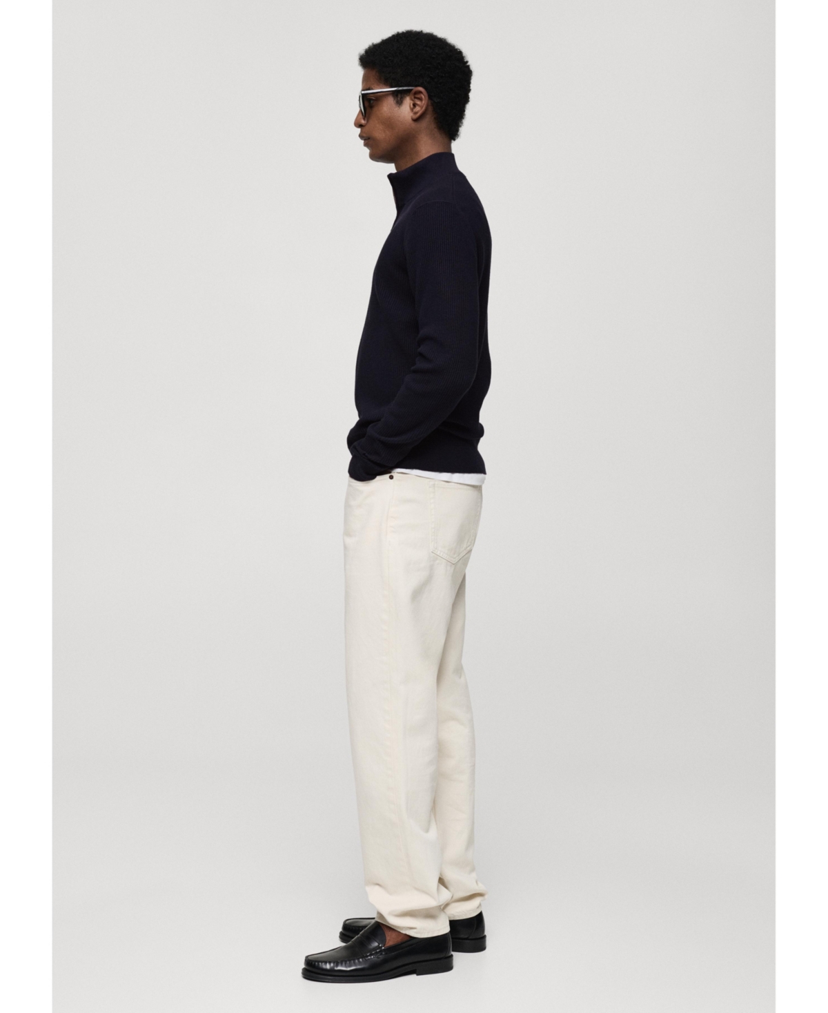 Mango Perkins Half Zip Sweater In Khaki