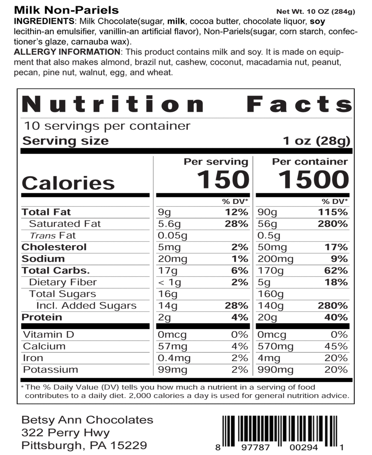 Betsy Ann Chocolates Milk Chocolate Non-pariels, 2 Pack In No Color
