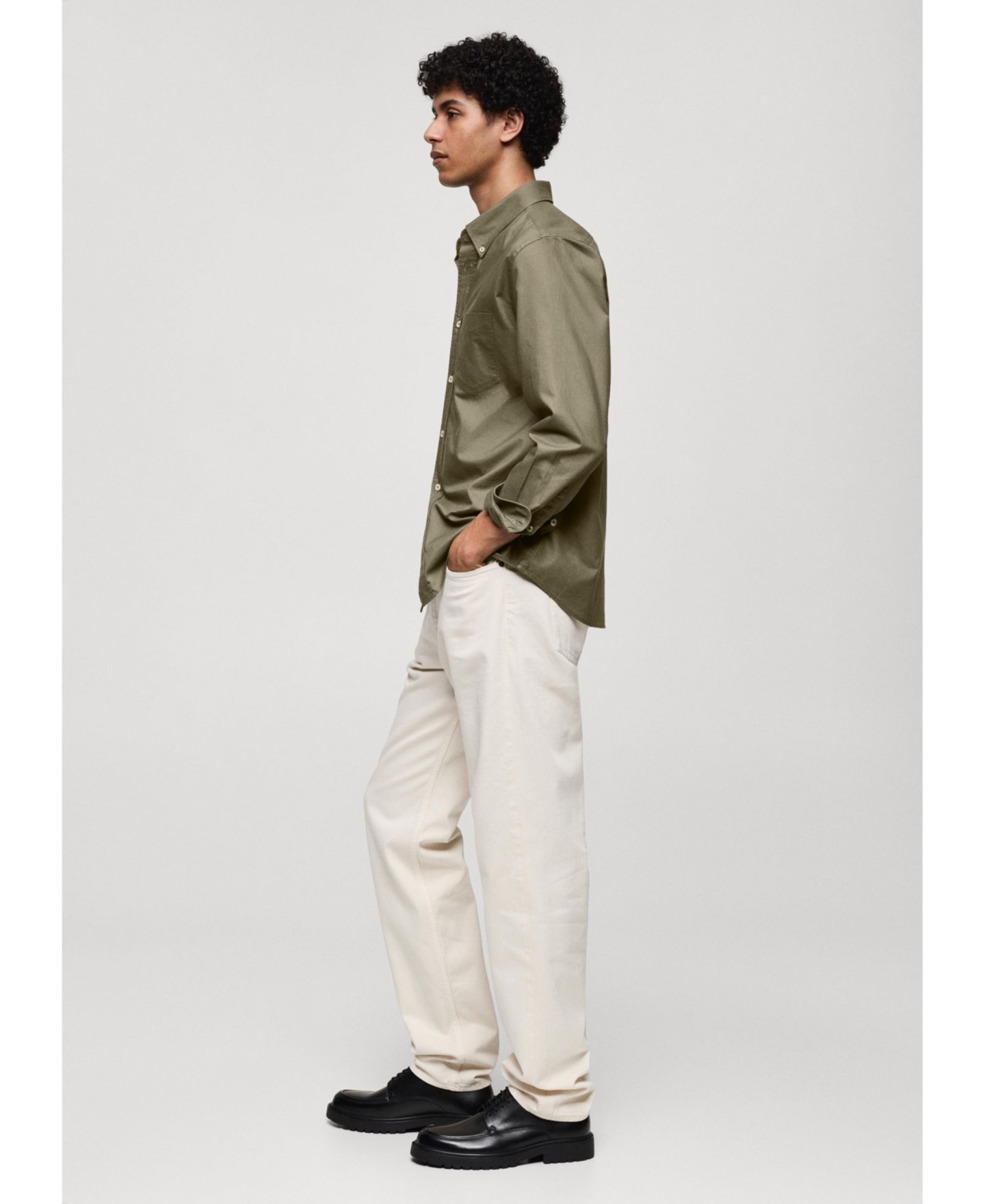 Мужская рубашка Mango Oxford Cotton, цвет: Фиолетовый — фото 8