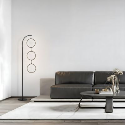 Nova 74" Dimmable LED Floor Lamp with Hanging Ring Lights
