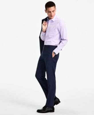 Men's Pinstriped Wool-Blend Stretch Classic-Fit Suit Separates Pant