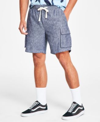 Men's Drawstring 8" Linen Blend Cargo Shorts, Exclusively at Macy's