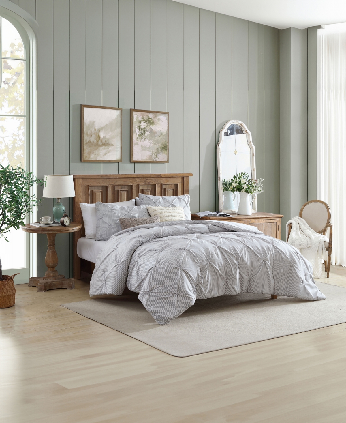 Swift Home Classic Stripes Pintuck 2-pc. Comforter Set, Twin In Grey