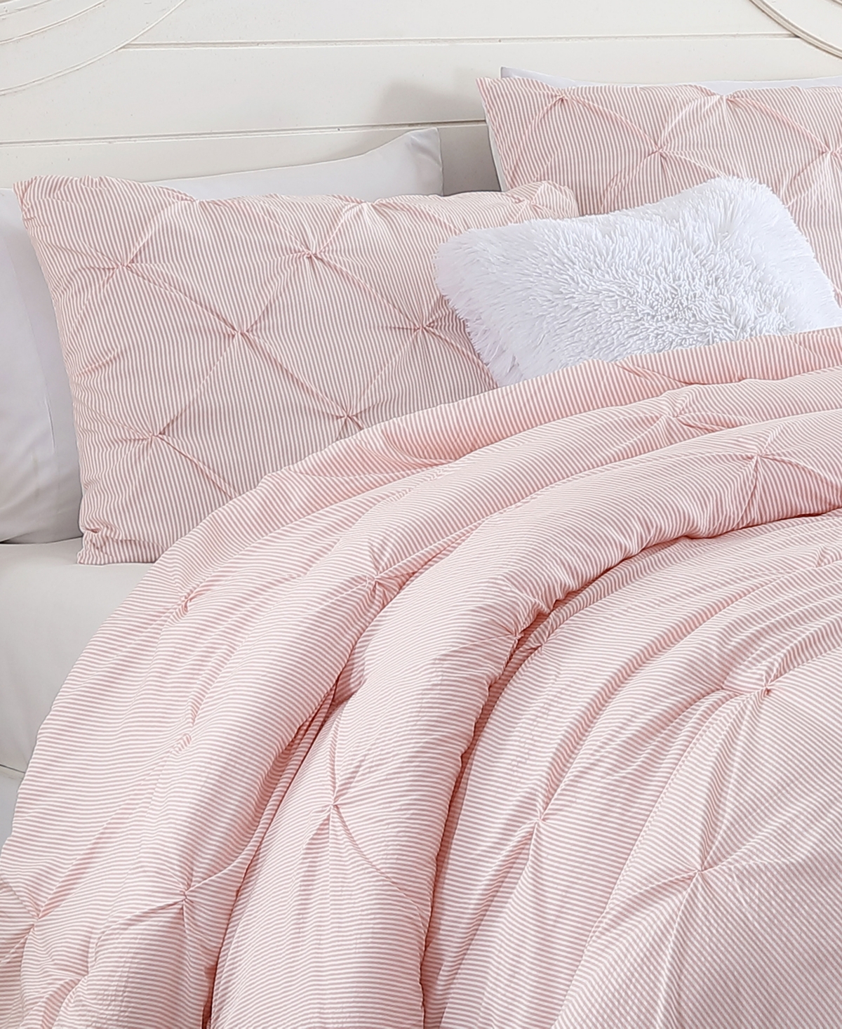 Swift Home Classic Stripes Pintuck 2-pc. Comforter Set, Twin In Pink
