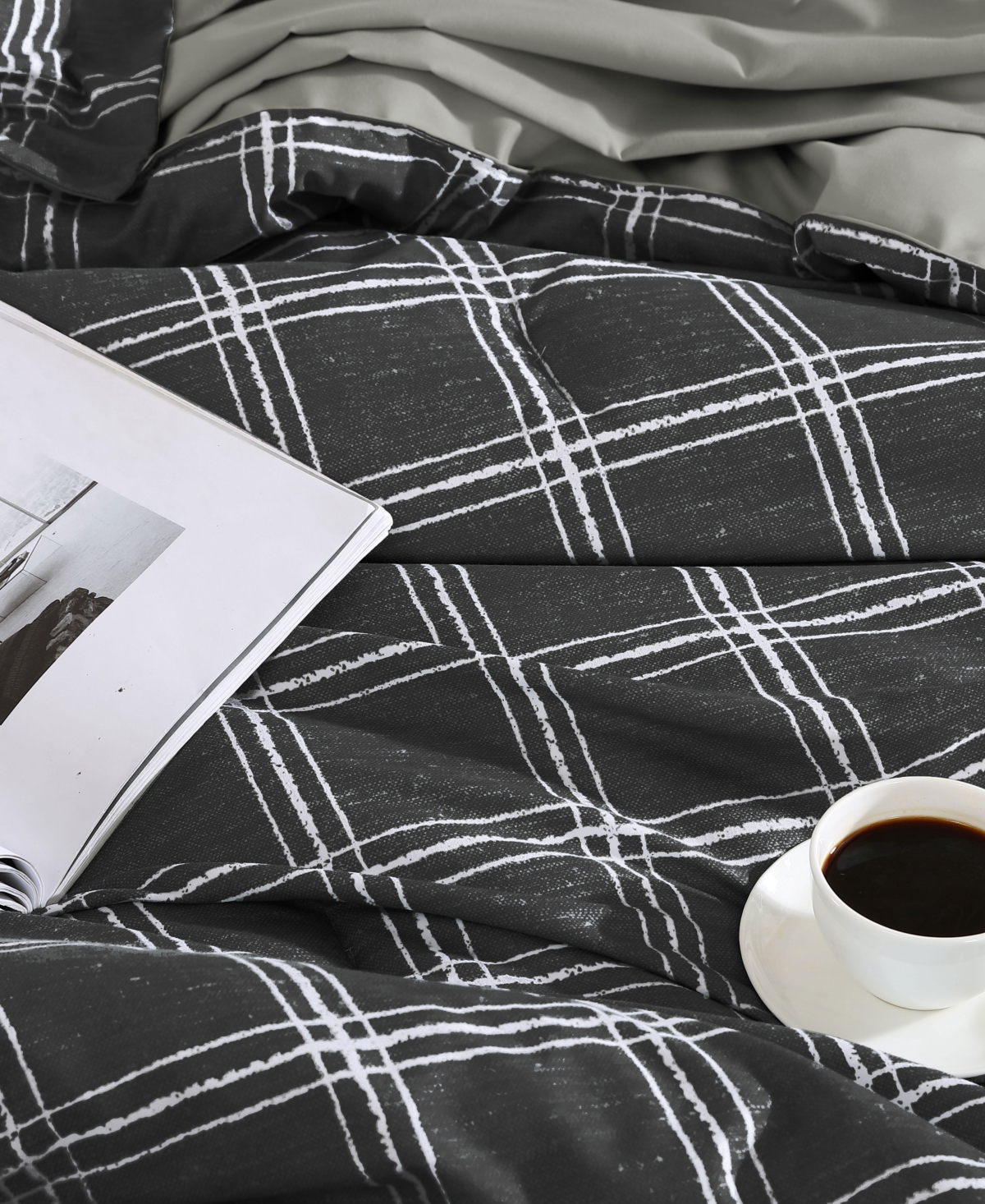Shop Swift Home Grid Plaid Reversible 5-pc. Comforter Set, Twin In Black