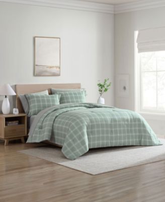 Grid Plaid Reversible 7-Pc. Comforter Set, Queen