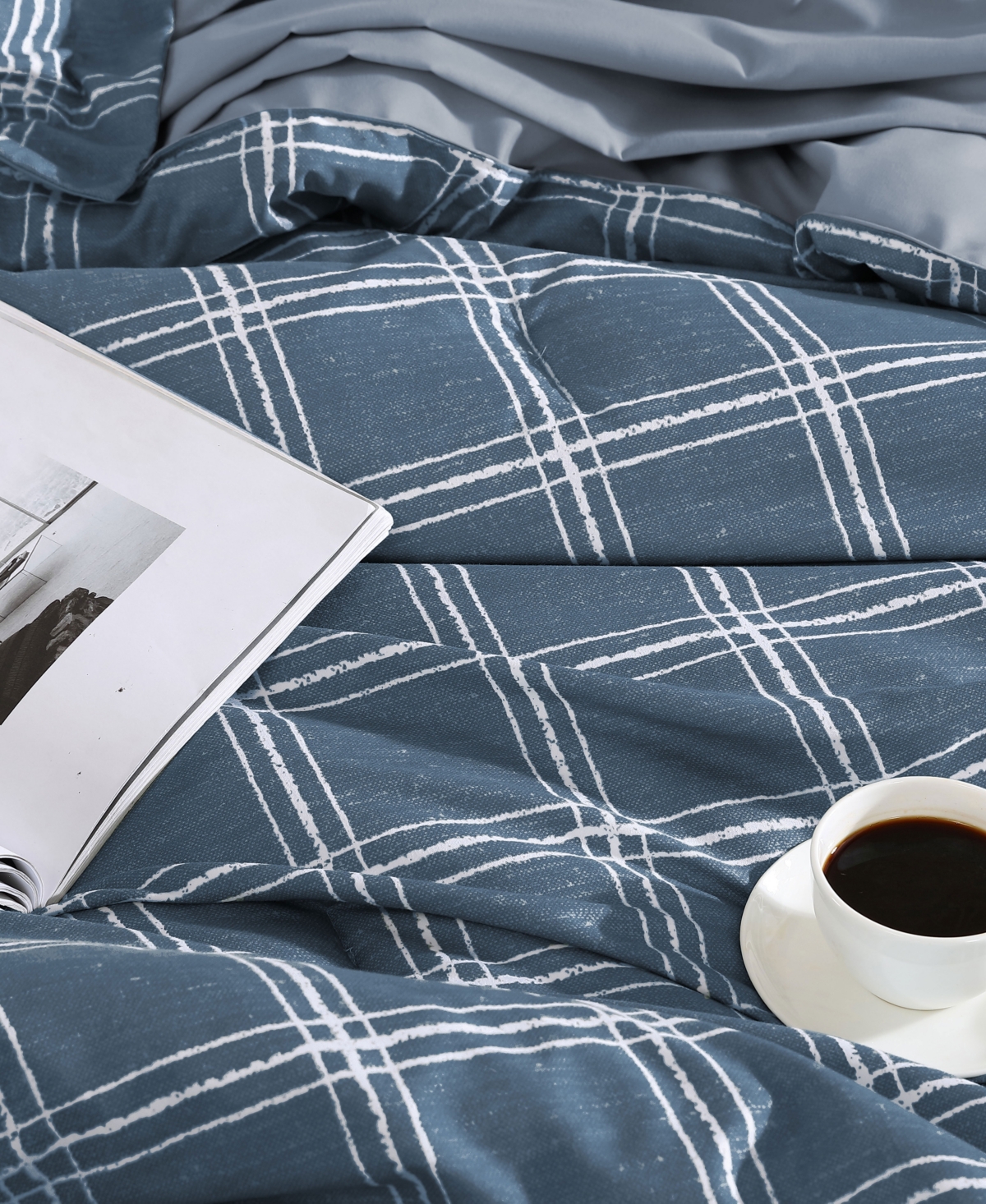 Swift Home Grid Plaid Reversible 5-pc. Comforter Set, Twin In Navy