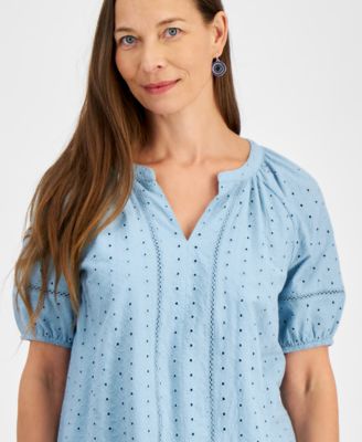 140 Velvet By Graham & Spencer Women's Green Floral Eyelet Coco Tank