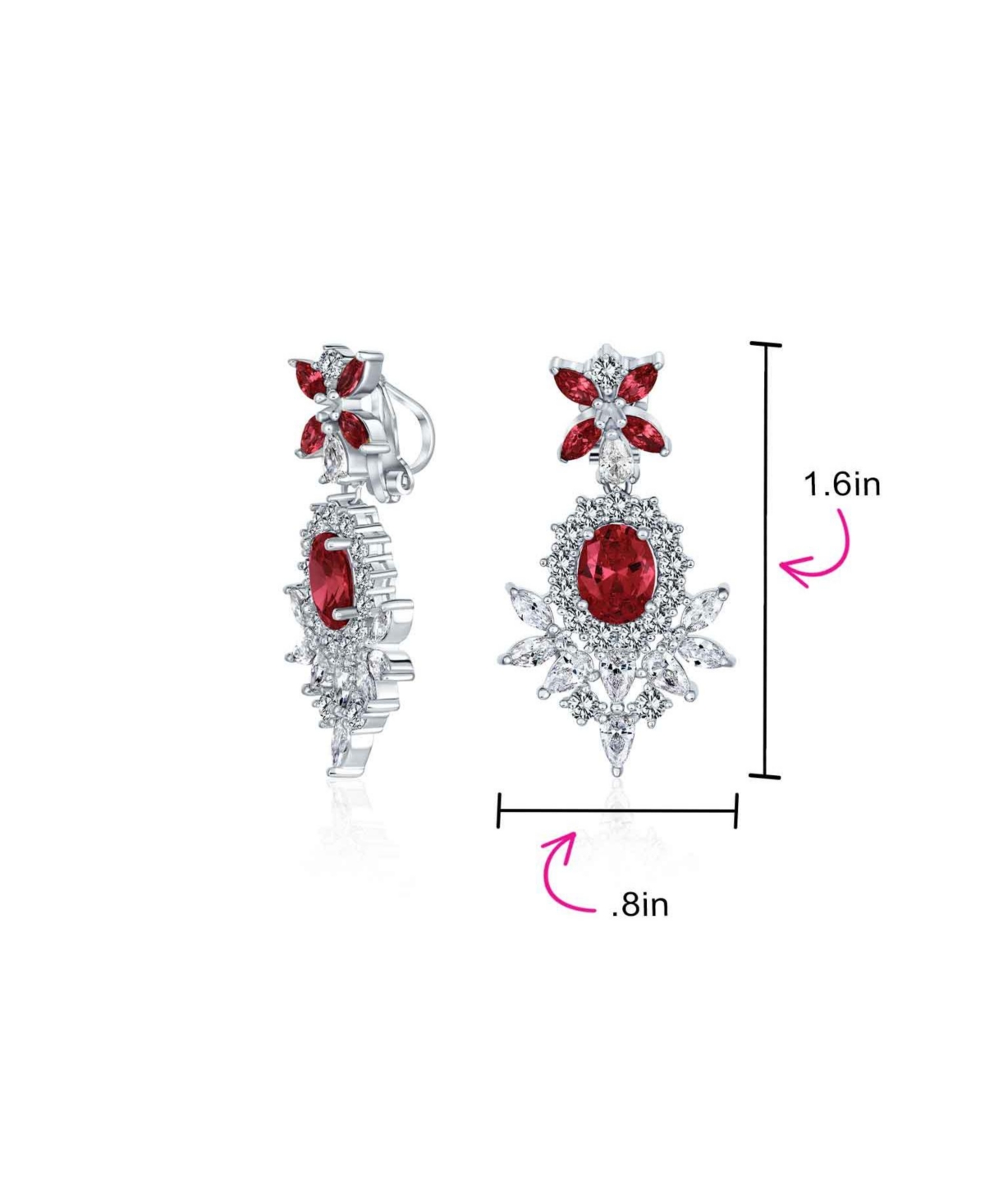 Bling Jewelry Black Cubic Zirconia Statement Dangle Formal Art Deco Style Chandelier Clip On Earrings Prom Silver Plated