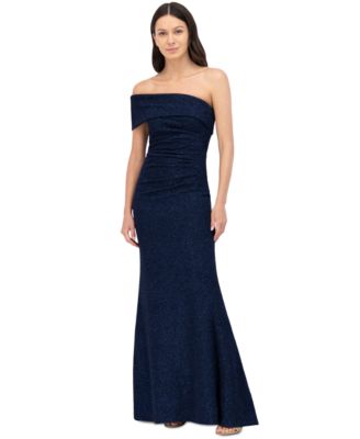 Eliza J Petite Metallic One-Shoulder Gown - Macy's