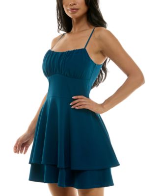Juniors' Ruched Tiered Fit & Flare Dress