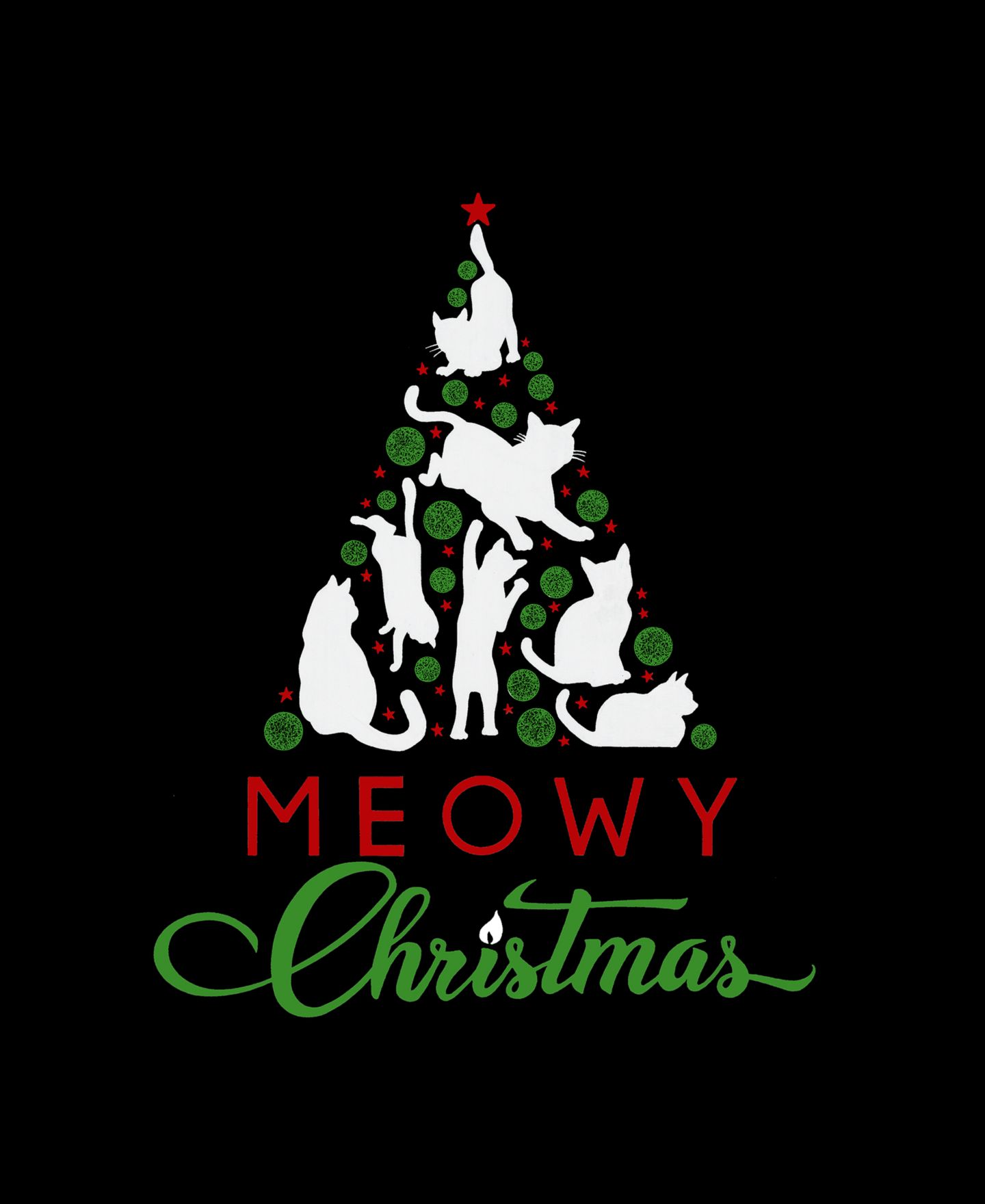 Женский свитшот LA Pop Art Meowy Christmas Tree с надписью, цвет: Чёрный — фото 3