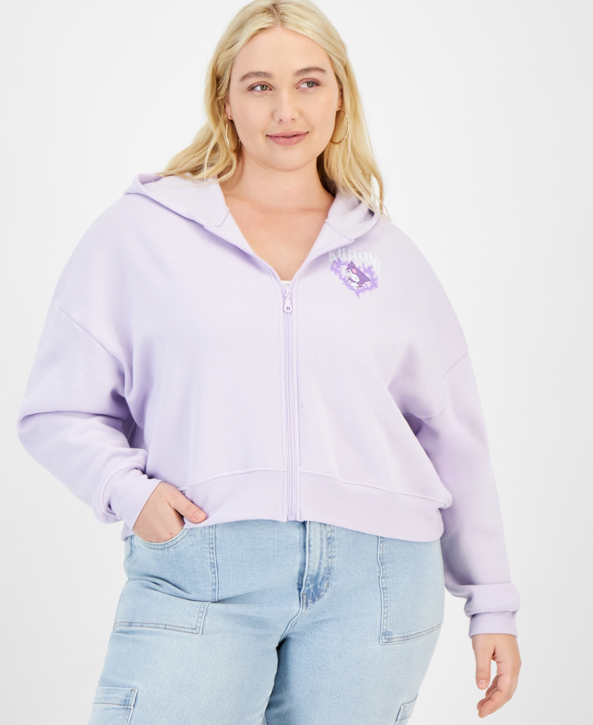 Trendy Plus Size Kuromi Graphic Hoodie - Purple