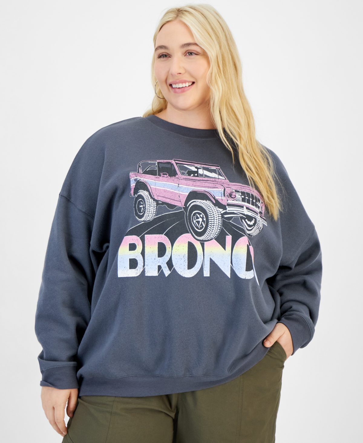 Plus Size Bronco Graphic Sweatshirt - Gray