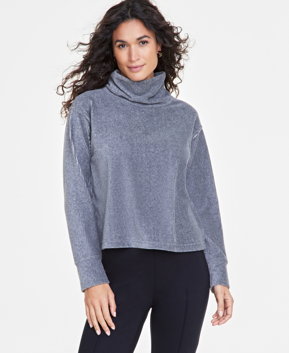 ON 34TH WOMEN'S RIBBED VELOUR TURTLENECK TOP, CREATED FOR MACY'S 